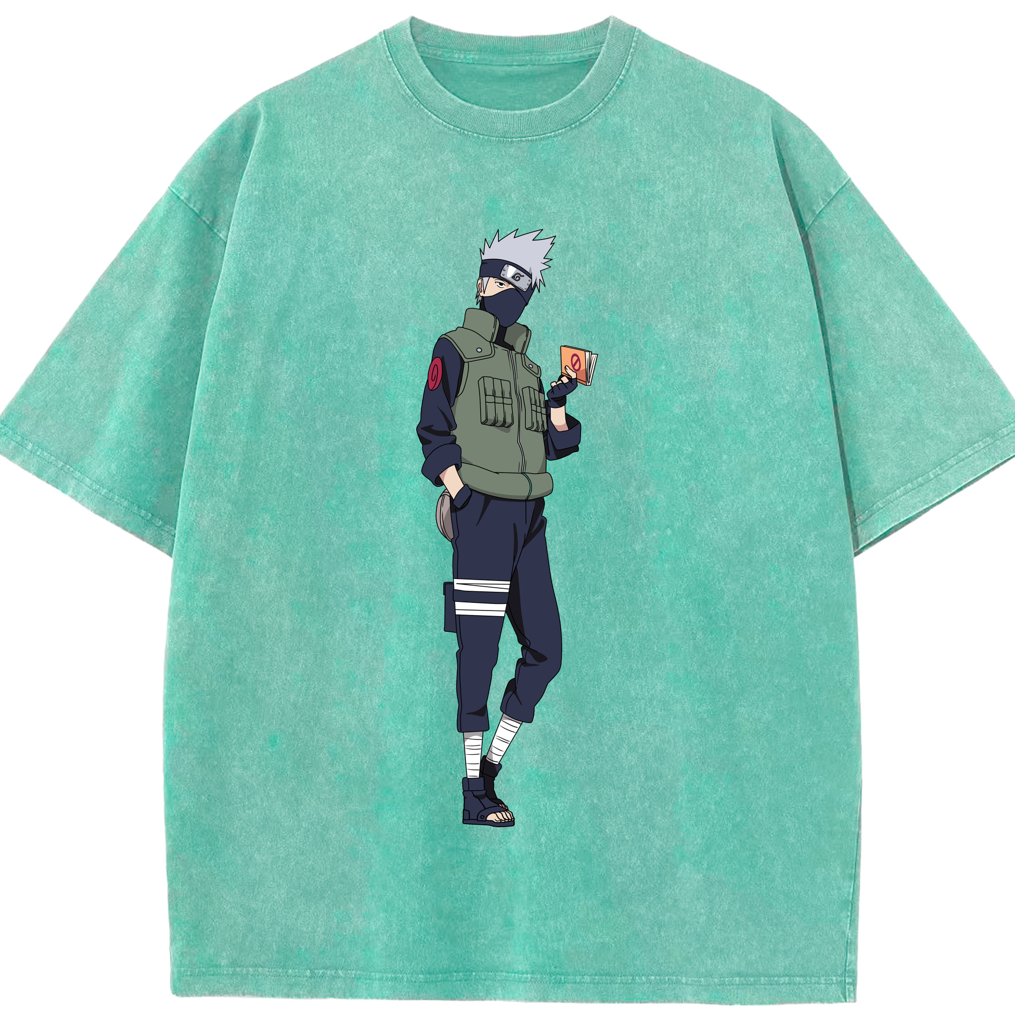 （画像用） NARUTO -ナルト- はたけ カカシ Hatake Kakashi 綿100% ヴィンテージ風 半袖Tシャツ（フロントプリント）